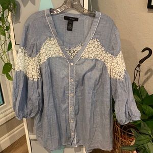 Xlarge boho 3/4 sleeve button up